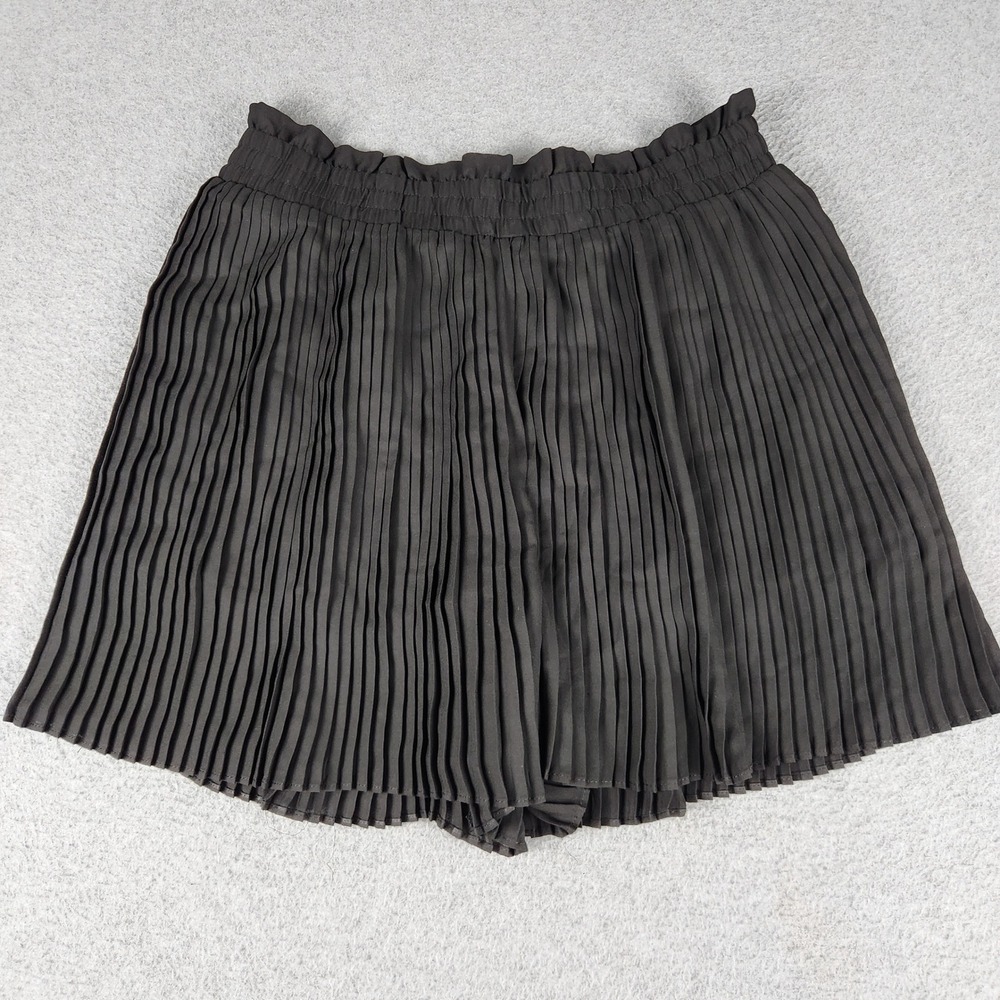 Lush Shorts Womens‎ Large Black Lined Sleek Pleated Elastic Waist Relaxed Fit